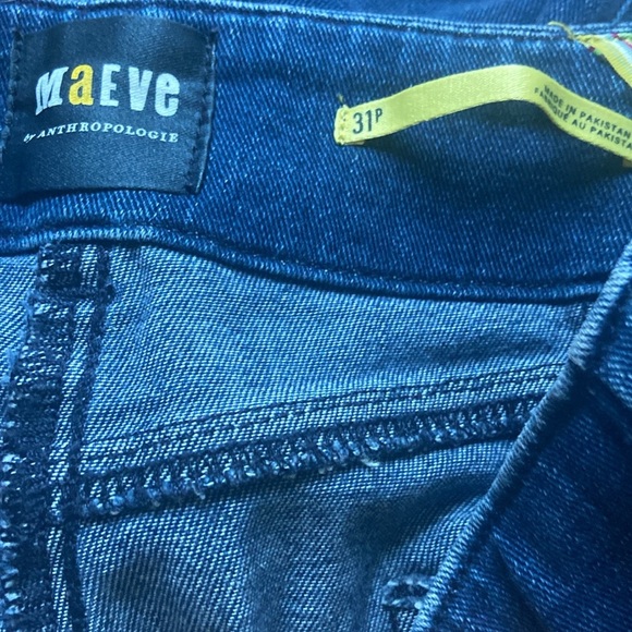 Anthropologie Maeve Junie Wide Leg Flare Jeans Sz 31 Petite Dark Rinse - Picture 5 of 6